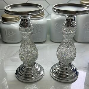 Bath & Body Works Silver Glitter Candle Holders